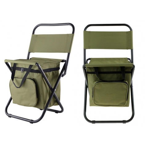 Turistinė sulankstoma kėdė su krepšiu ir atlošu , žalia