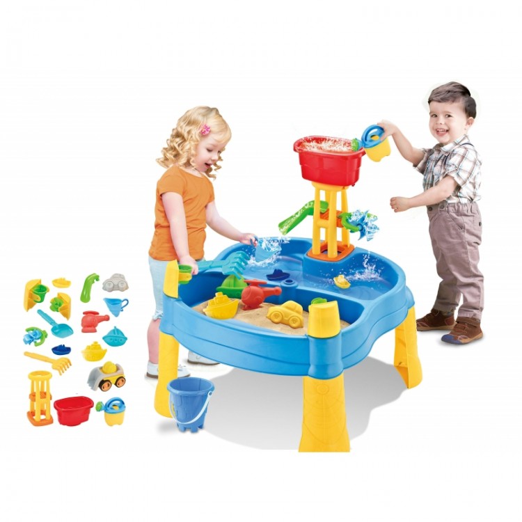 Žaislinis smėlio ir vandens stalas vaikams su malūnu ir priedais 14 vnt. Woopie