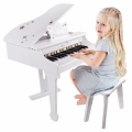 Vaikiškas medinis baltas fortepijonas su taburete Classic World
