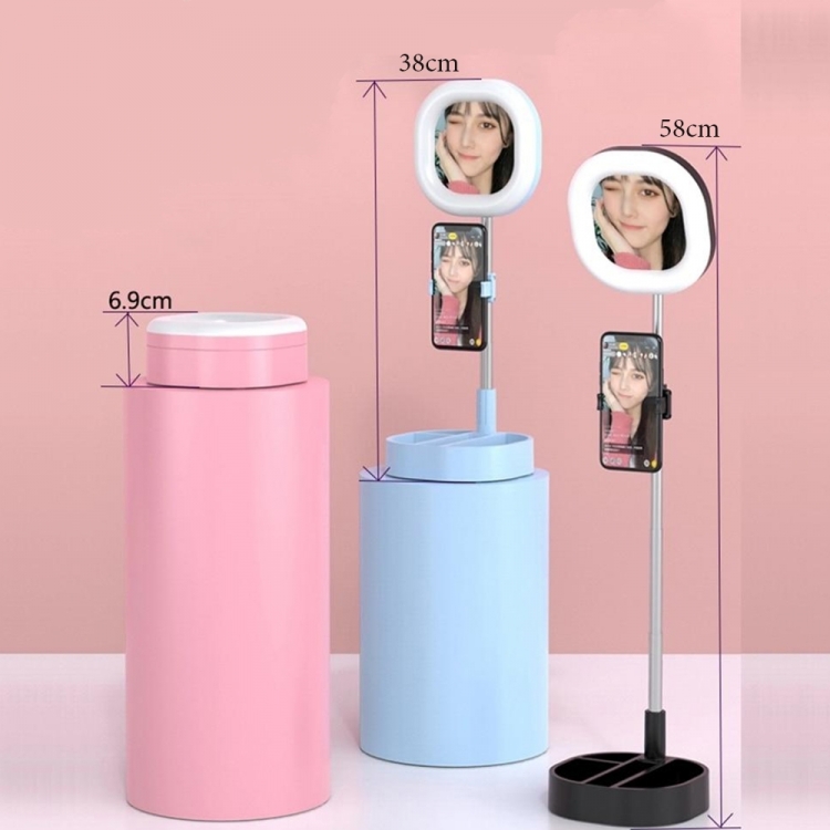 LED "Selfie" veidrodis su stovu Spalva2 - Rožinė