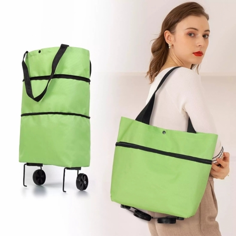 Patogus sulankstomas krepšys su ratukais Spalva2 - Žalia