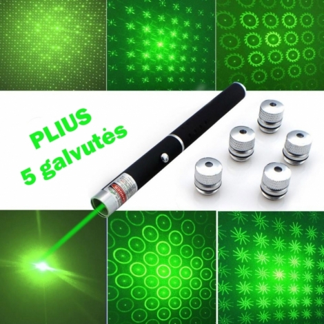 Žalias lazeris PLIUS 4 efektų galvutės 500mW