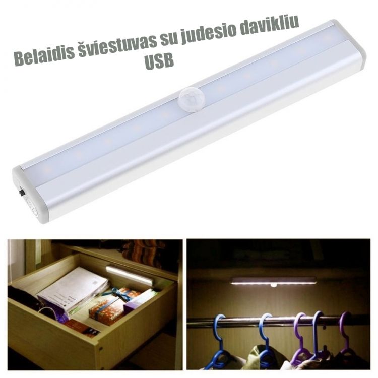 LED Lempa Su Judesio Jutikliu USB